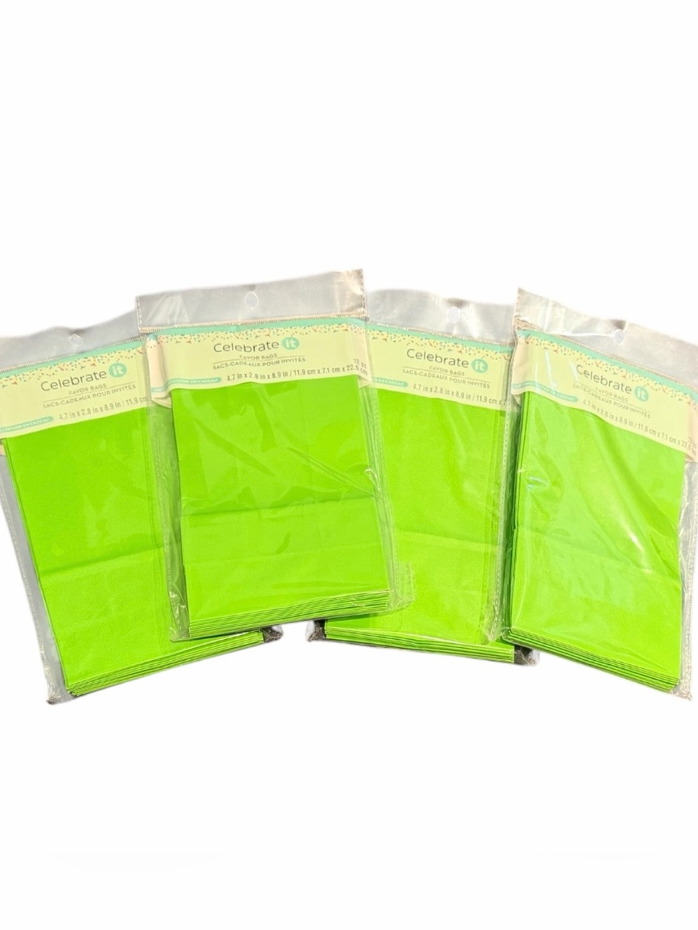 LIME GREEN PARTY FAVOR BAGS-SET OF 4 (12/PACK)